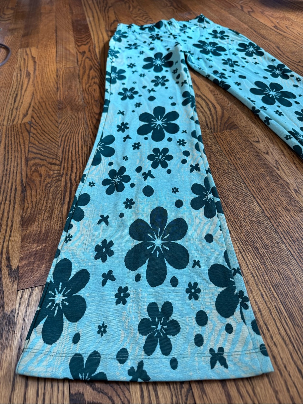Urban Outfitters Y2K Inspired Floral Flare Pants Aqua Blue Green Size S - Picture 6 of 14